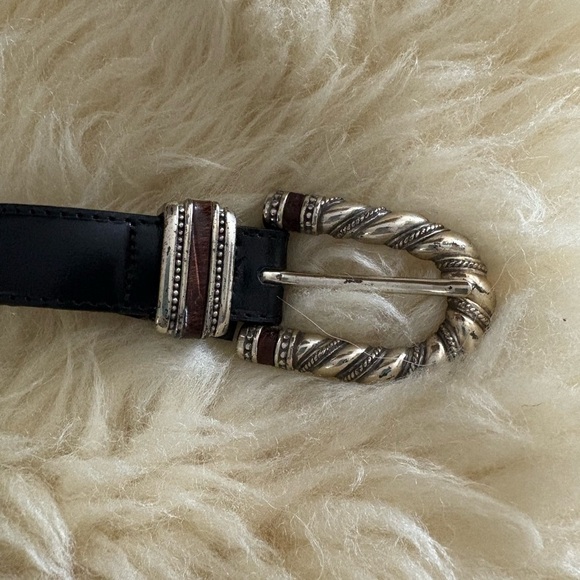 Brighton Black Leather with Silver Linked Sides and Buckle Belt main image 4